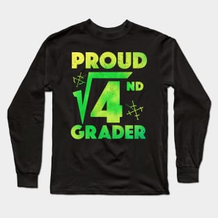 Proud 2nd Grader Square Root of 4 Teachers Students Long Sleeve T-Shirt